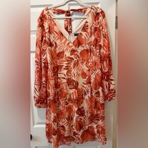 INC International Concepts Orange Floral V-Neck Tunic